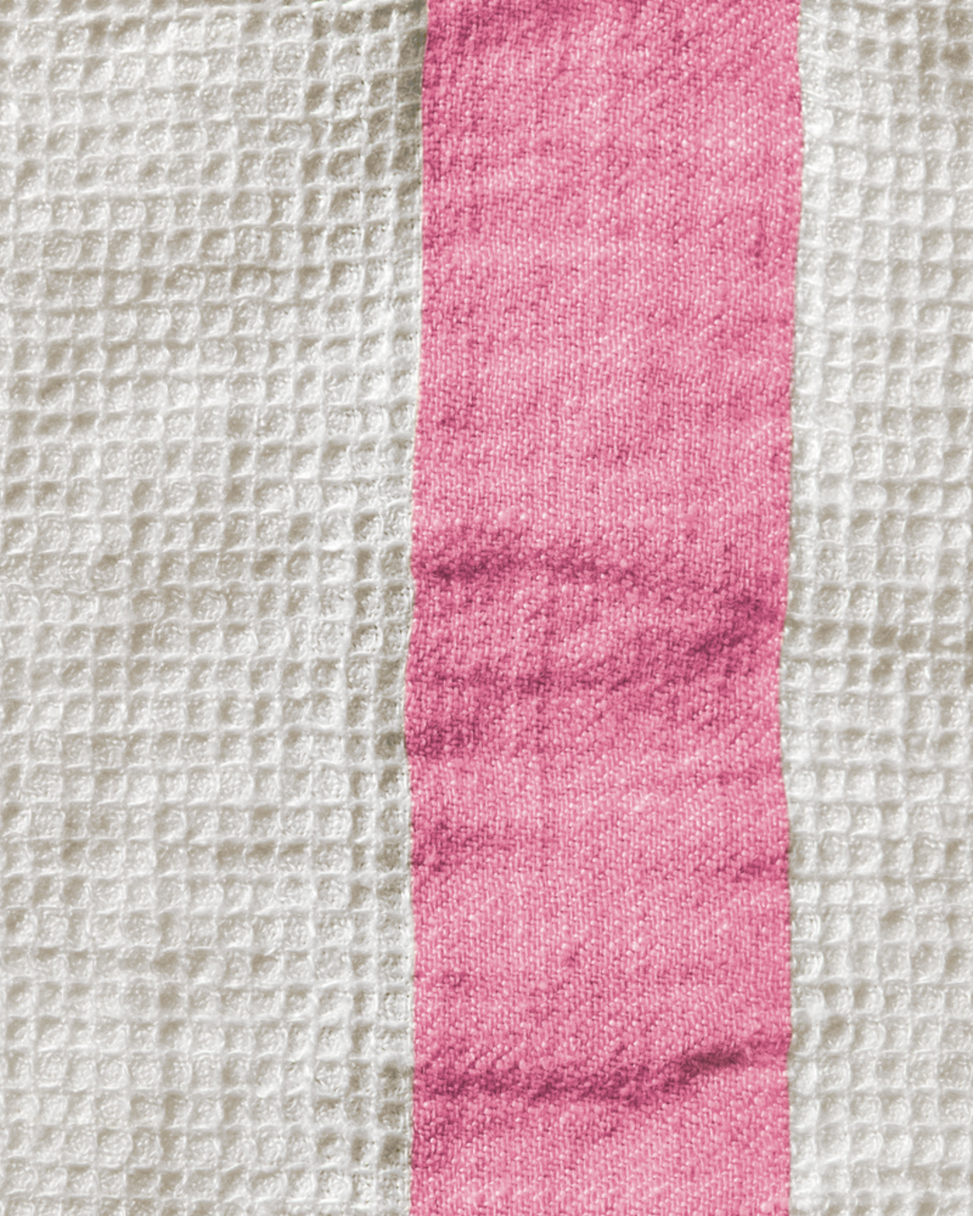 Merci - Linen bath towel - Honeycomb - Stripe Garance Pink