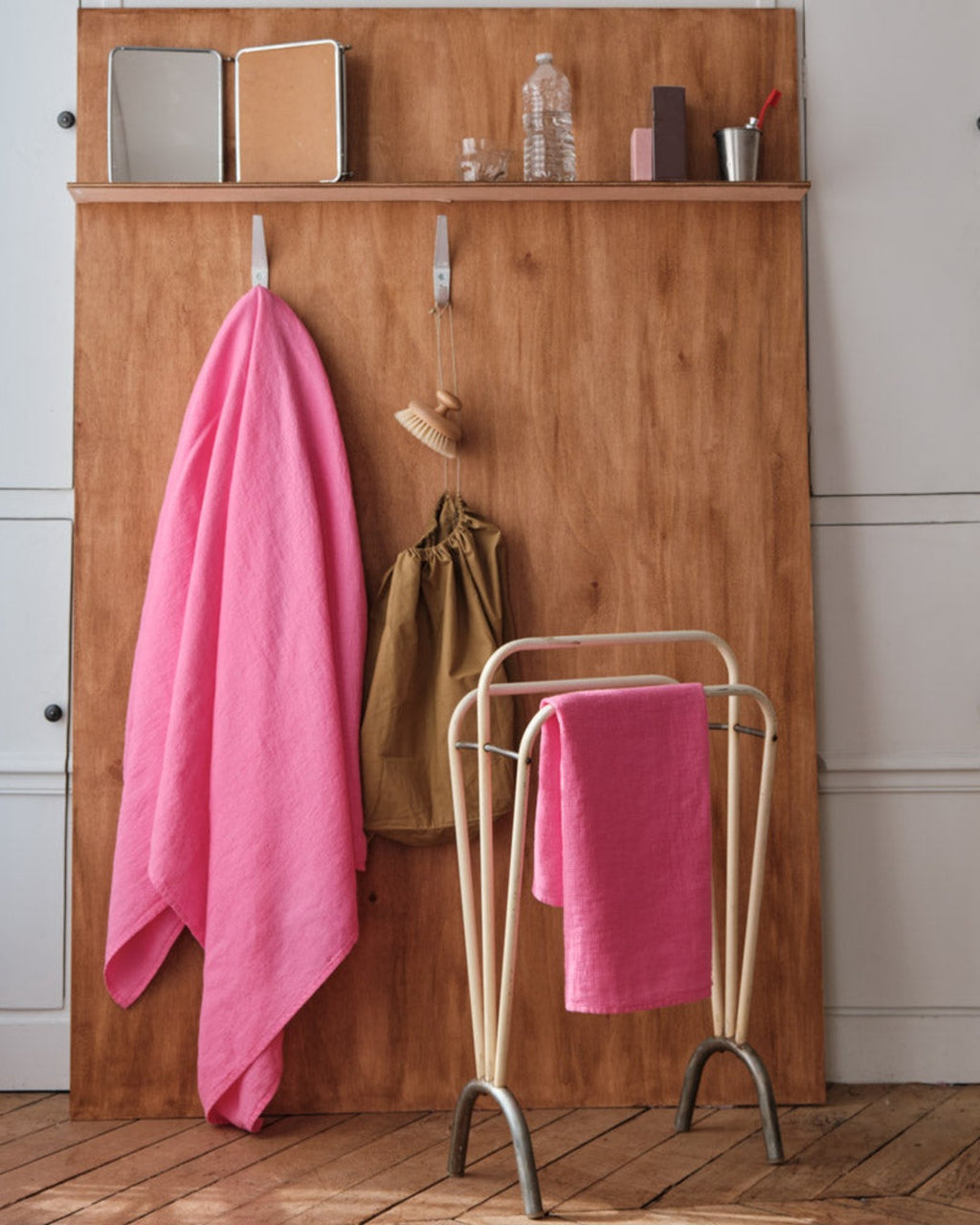 Merci - Linen bath towel - Honeycomb - Garance Pink