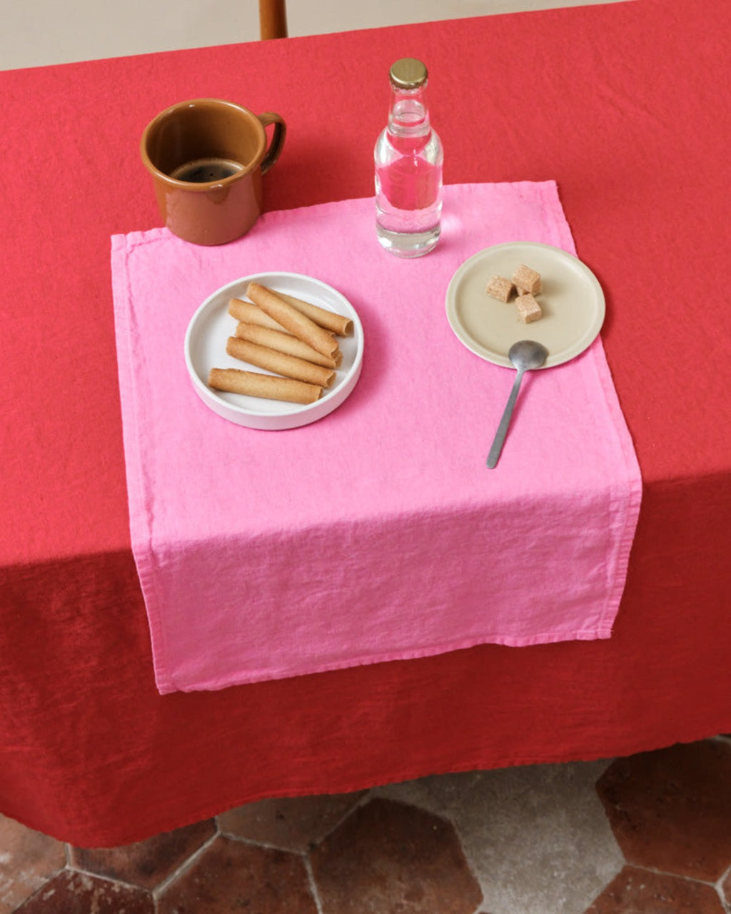 Merci - Set De Table En Lin Lavé - Rose Garance