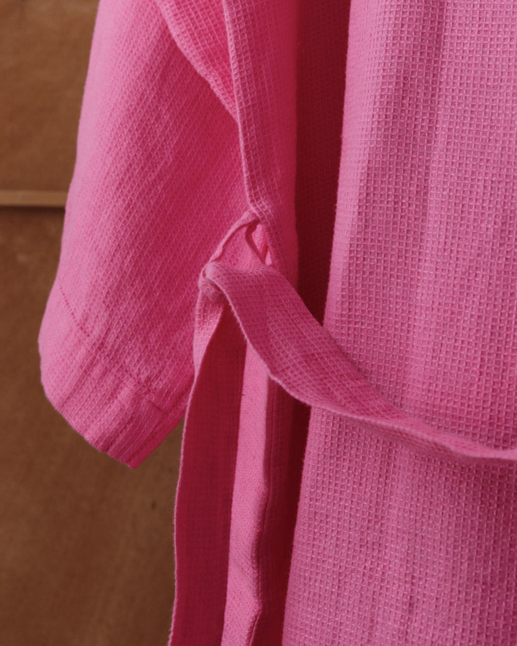 Merci - Peignoir En Lin Nid D'Abeille - Rose Garance