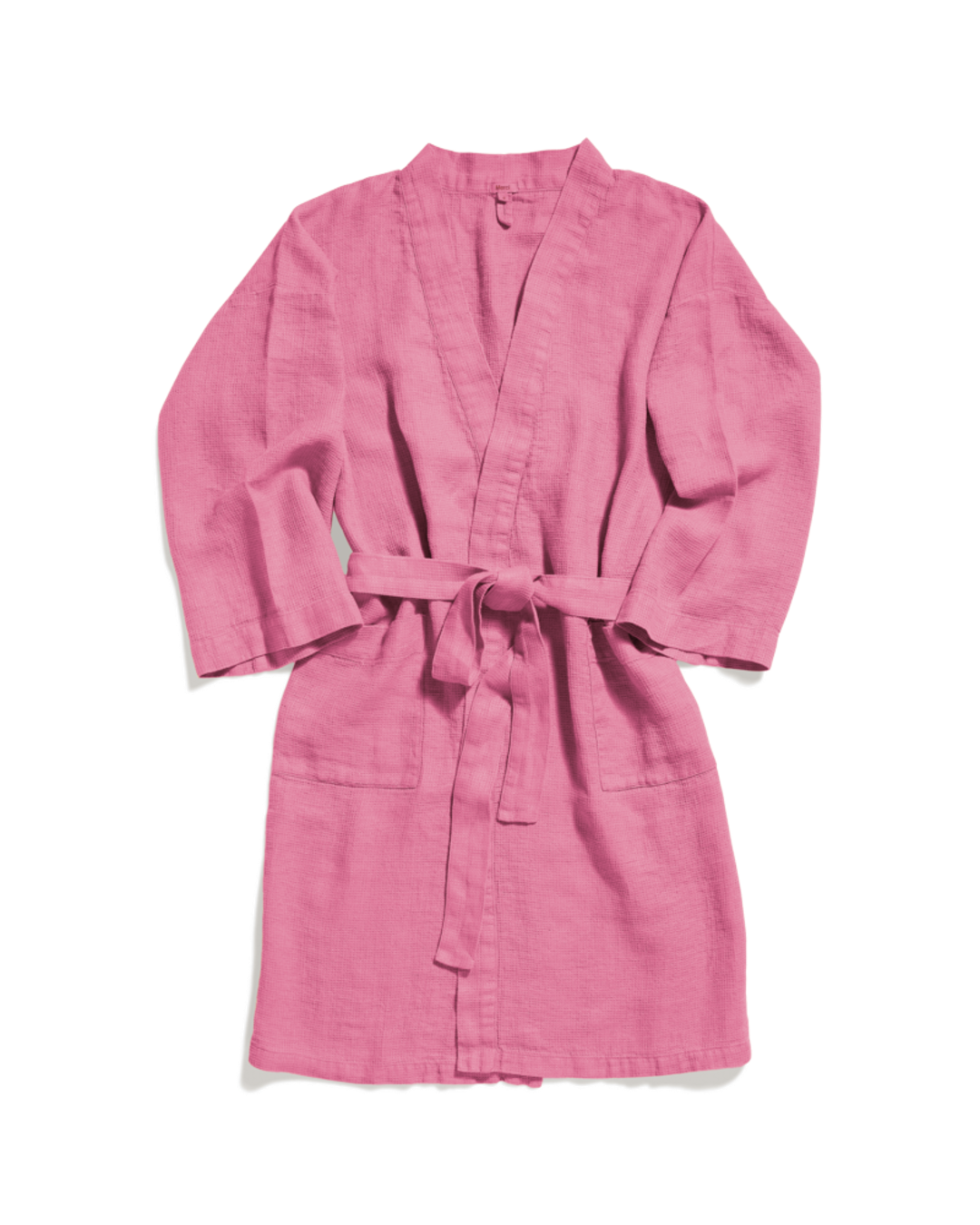 Merci - Peignoir En Lin Nid D'Abeille - Rose Garance