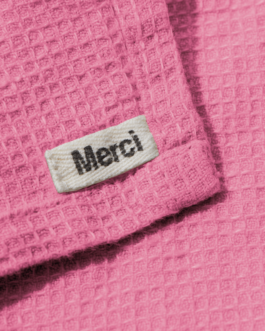 Merci - Serviette De Bain Invité En Lin Nid D'Abeille - Rose Garance