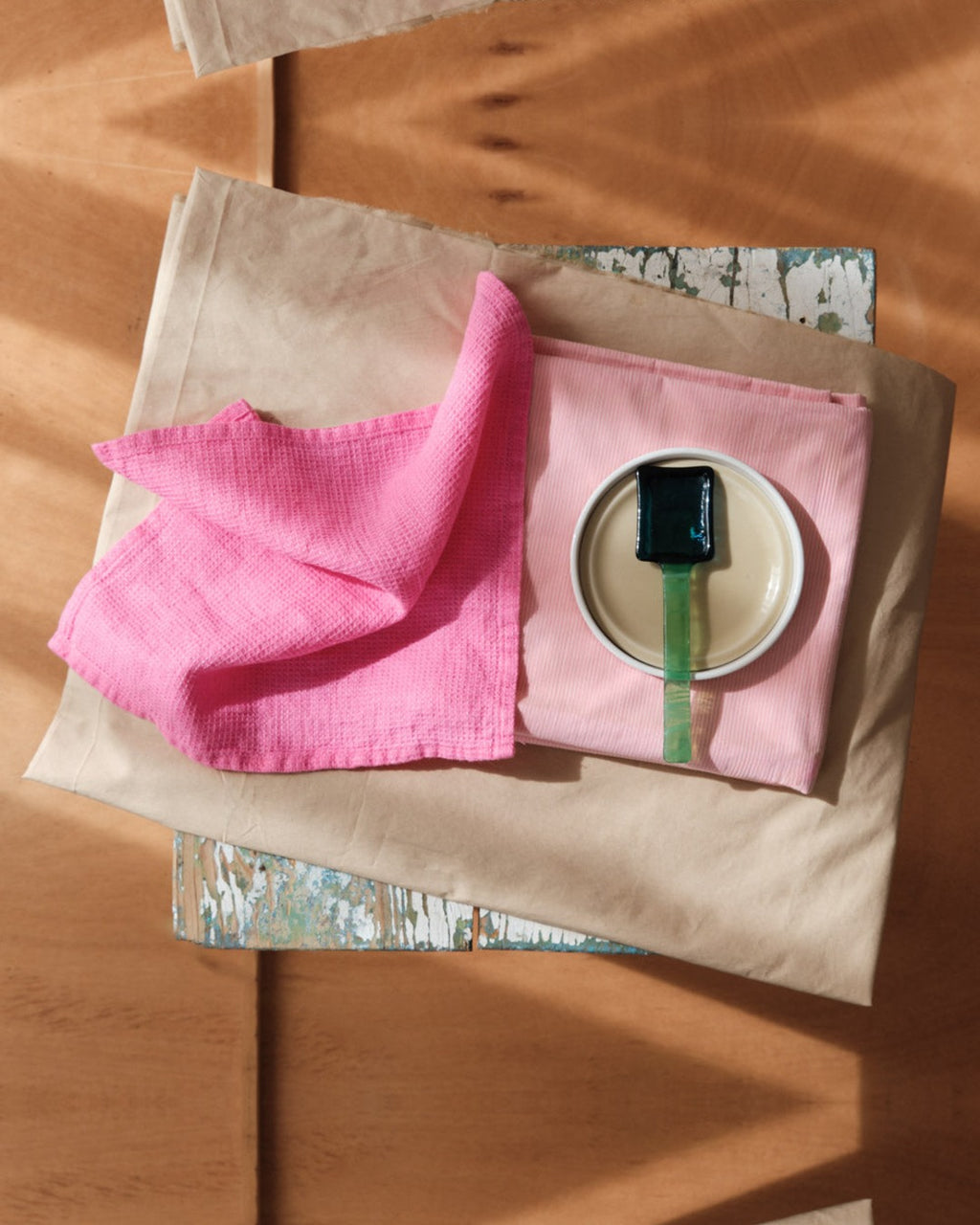 Merci - Serviette De Bain Invité En Lin Nid D'Abeille - Rose Garance