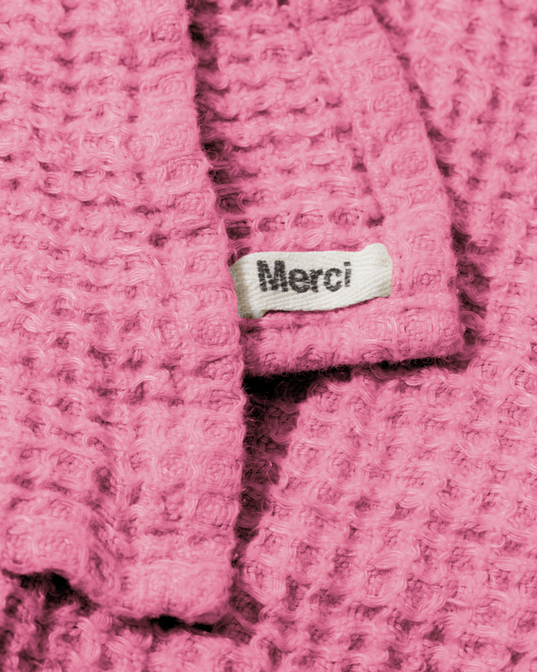 Merci - Serviette De Bain En Lin Waffle - Rose Garance