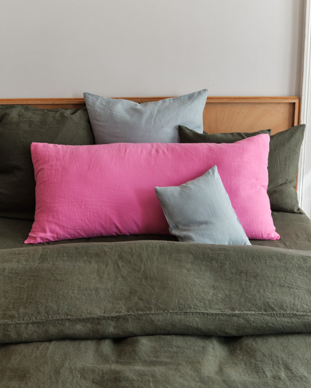 Merci - Rectangular cushion in washed linen - Garance Pink