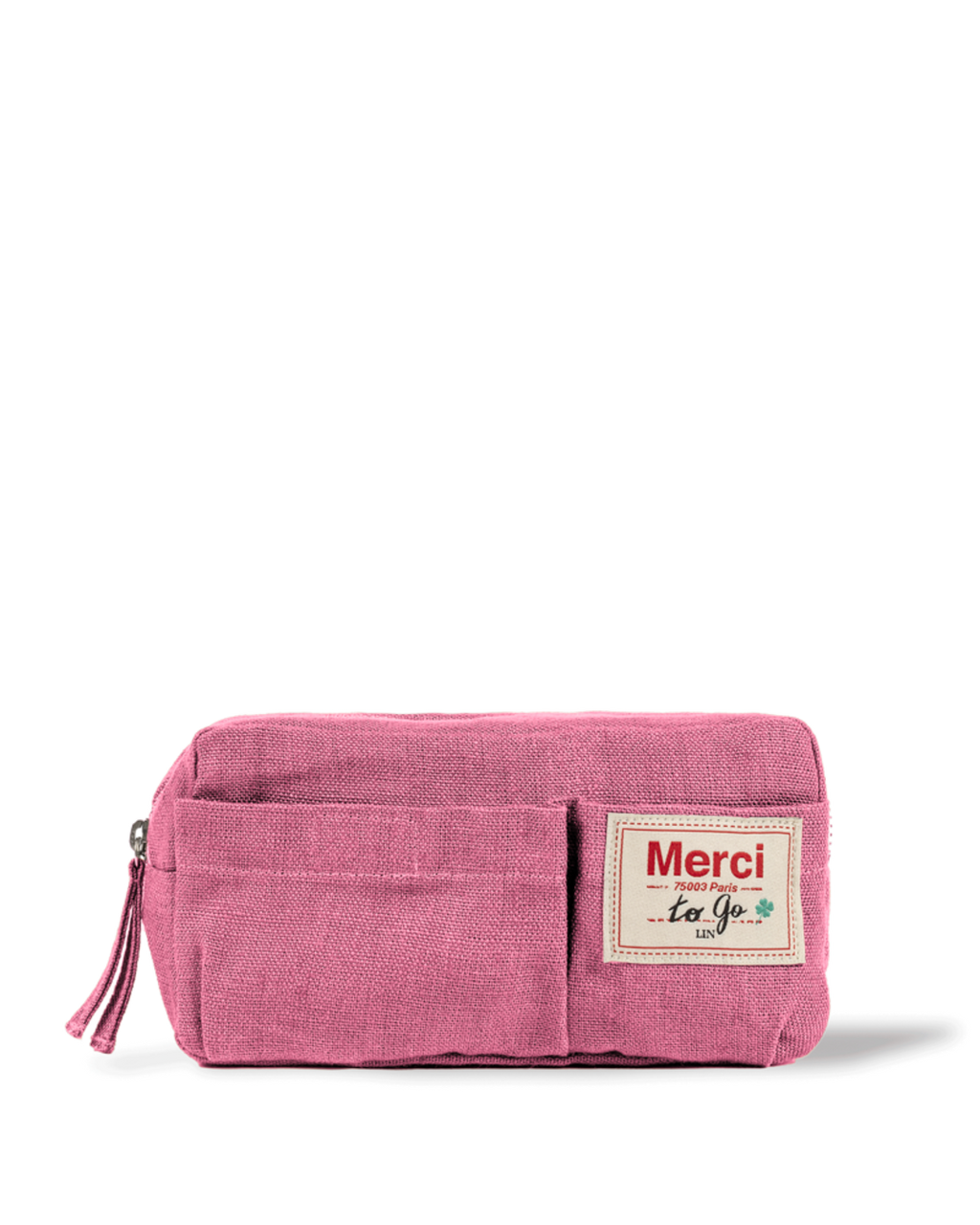 Merci - Washed linen pencil case - Garance Pink