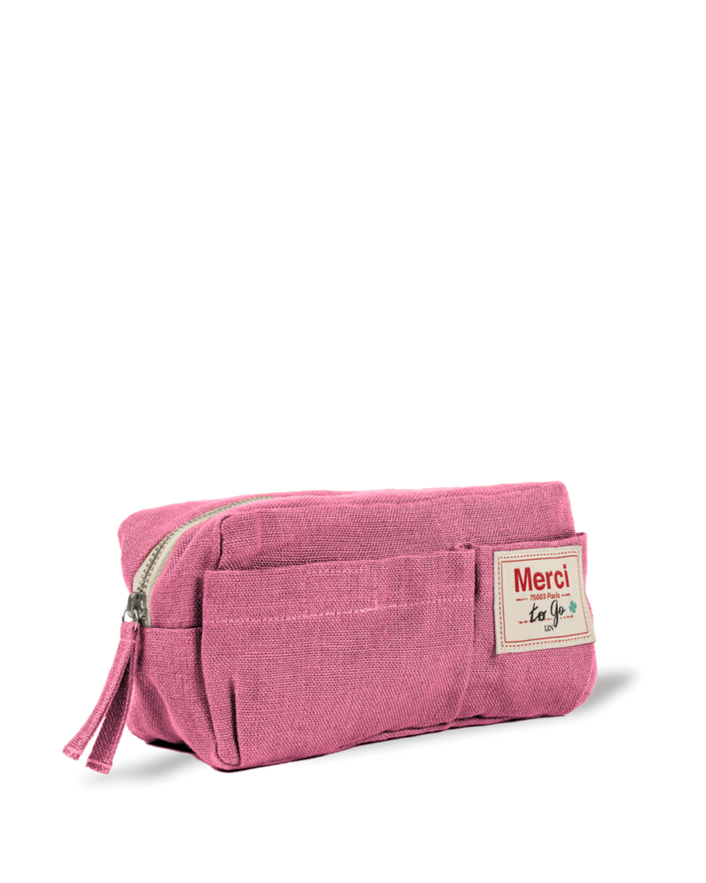 Merci - Washed linen pencil case - Garance Pink