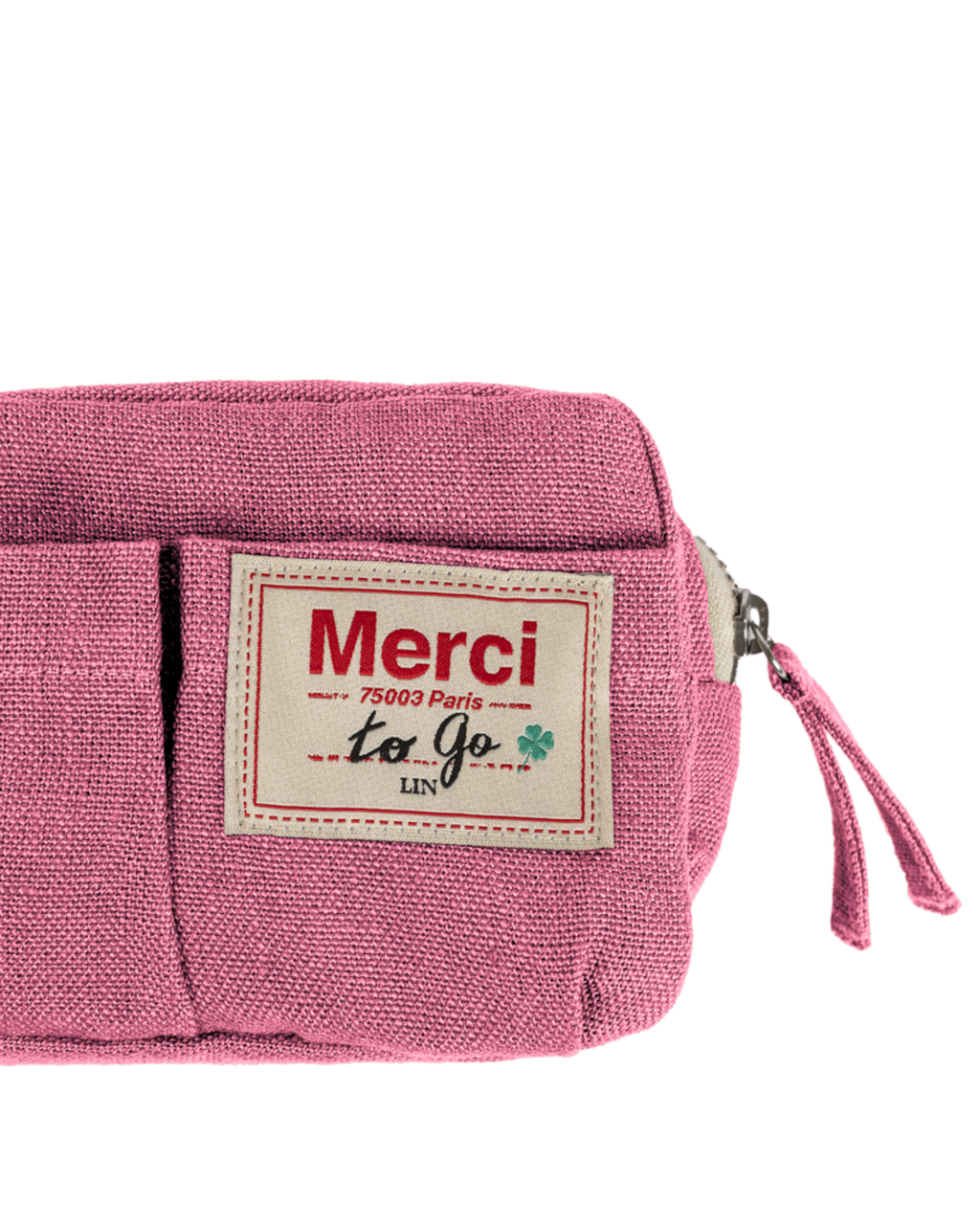 Merci - Washed linen pencil case - Garance Pink