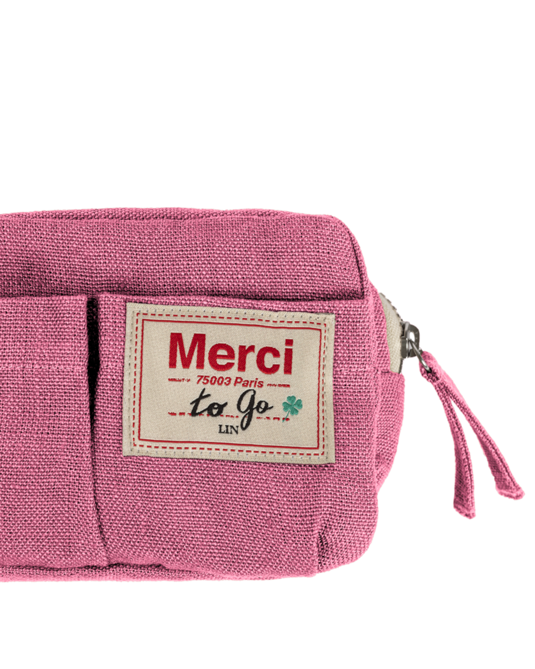 Merci - Washed linen pencil case - Garance Pink