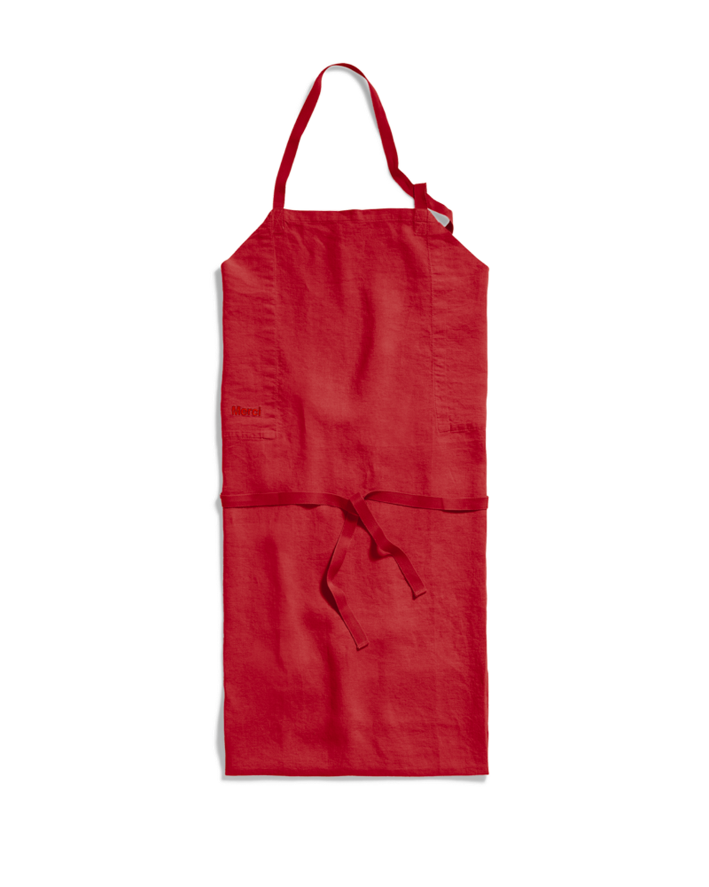 Merci - Washed linen apron - Vermilion Red