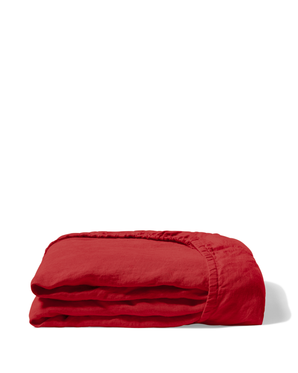 Merci - Drap-Housse En Lin Lavé - Rouge Vermillon