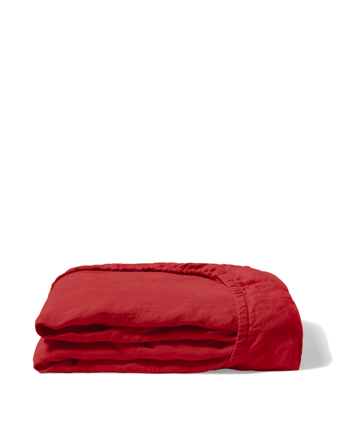 Merci - Drap-Housse En Lin Lavé - Rouge Vermillon