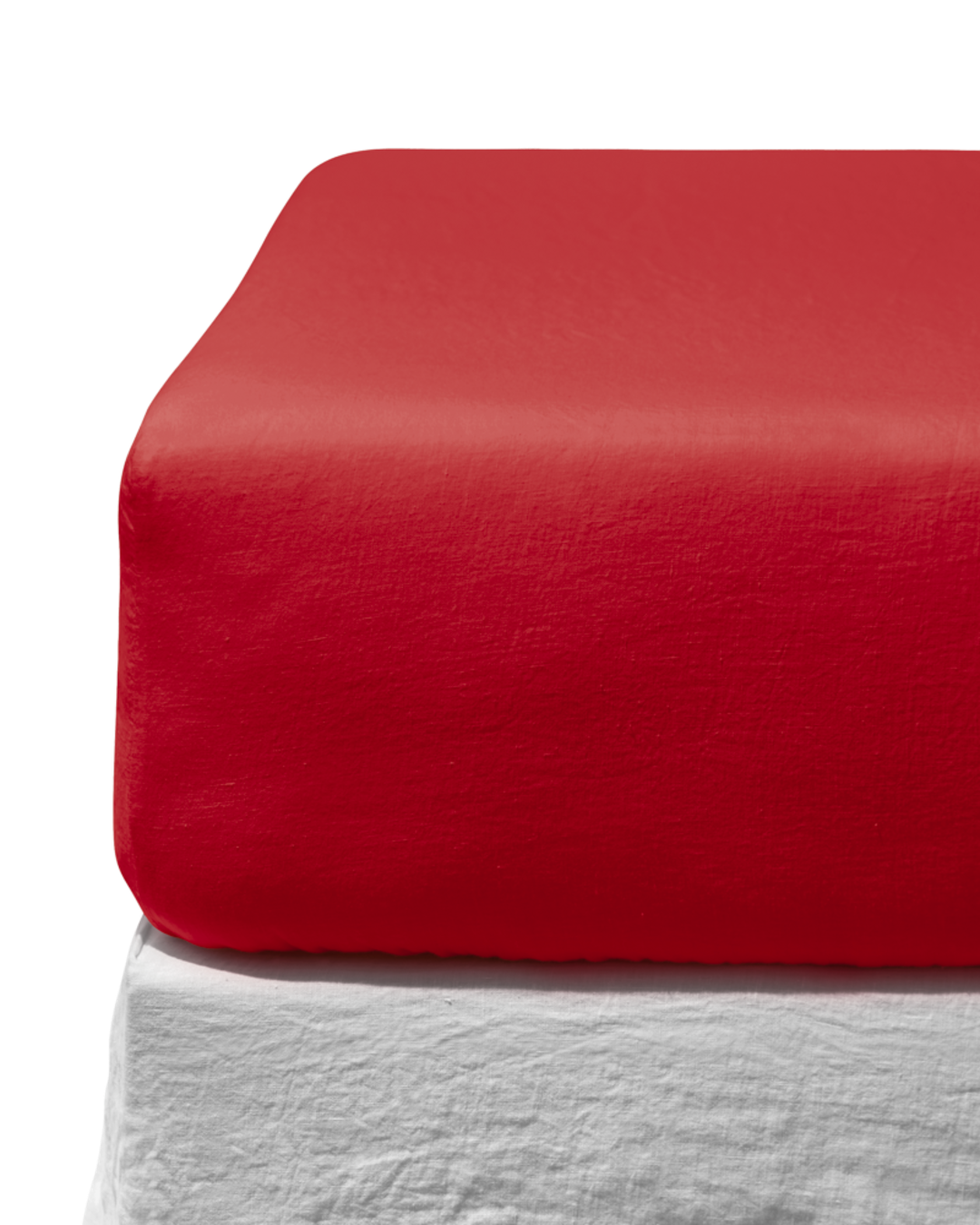 Merci - Drap-Housse En Lin Lavé - Rouge Vermillon