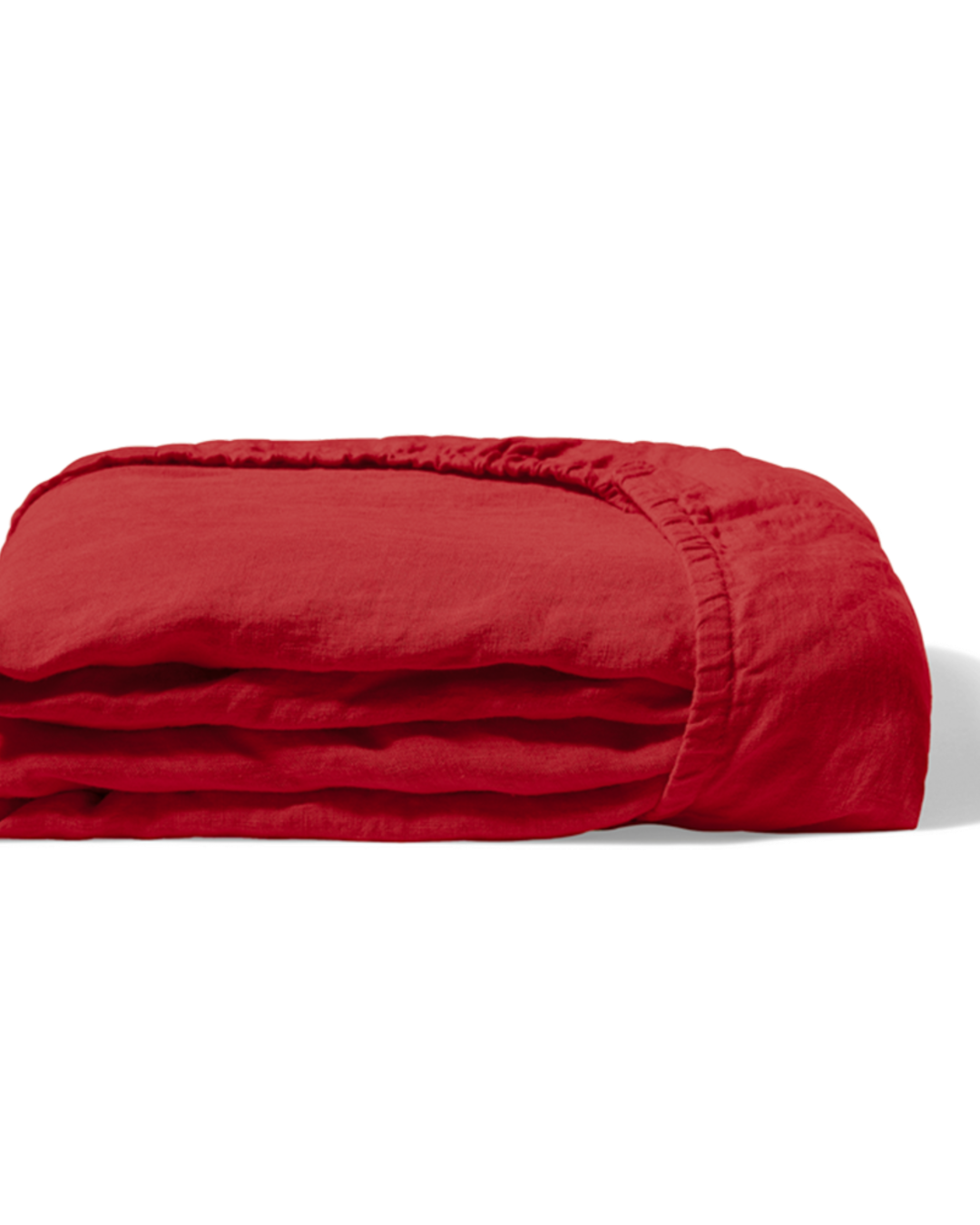 Merci - Drap-Housse En Lin Lavé - Rouge Vermillon