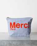 Merci - Pochette En Coton Hickory - Bleu Rayé