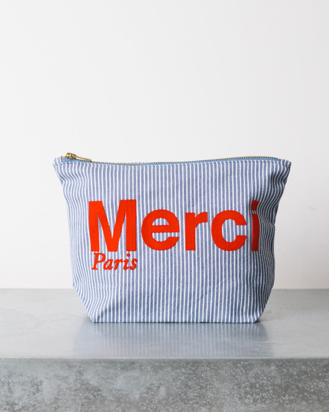 Merci - Hickory cotton pouch - Blue Striped