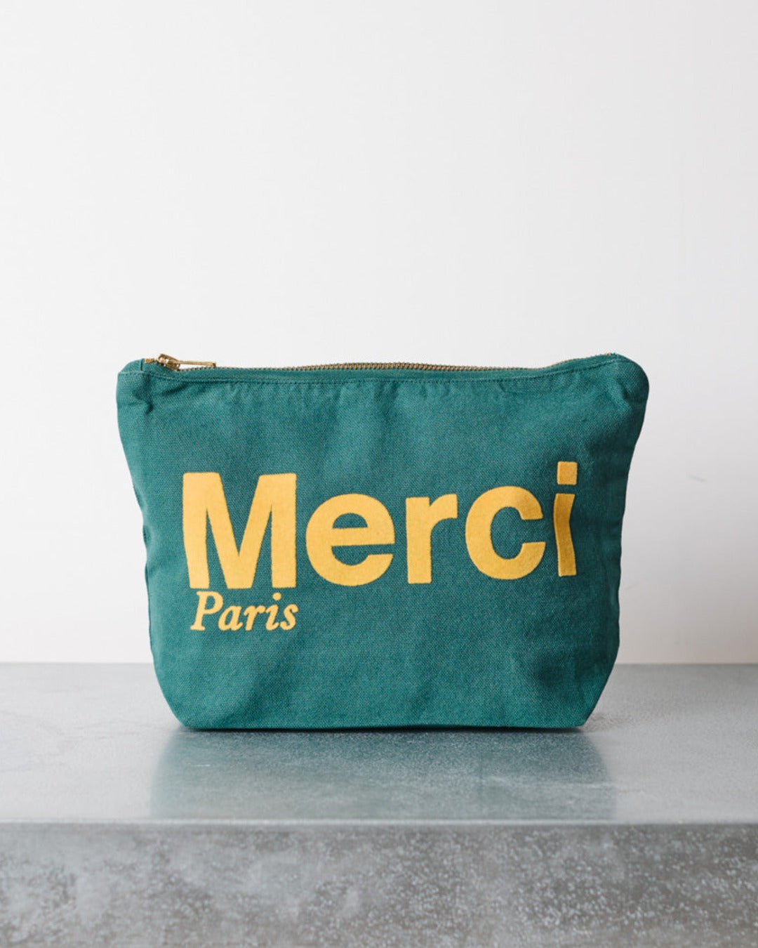 Merci - Cotton pouch - Forest & Yellow