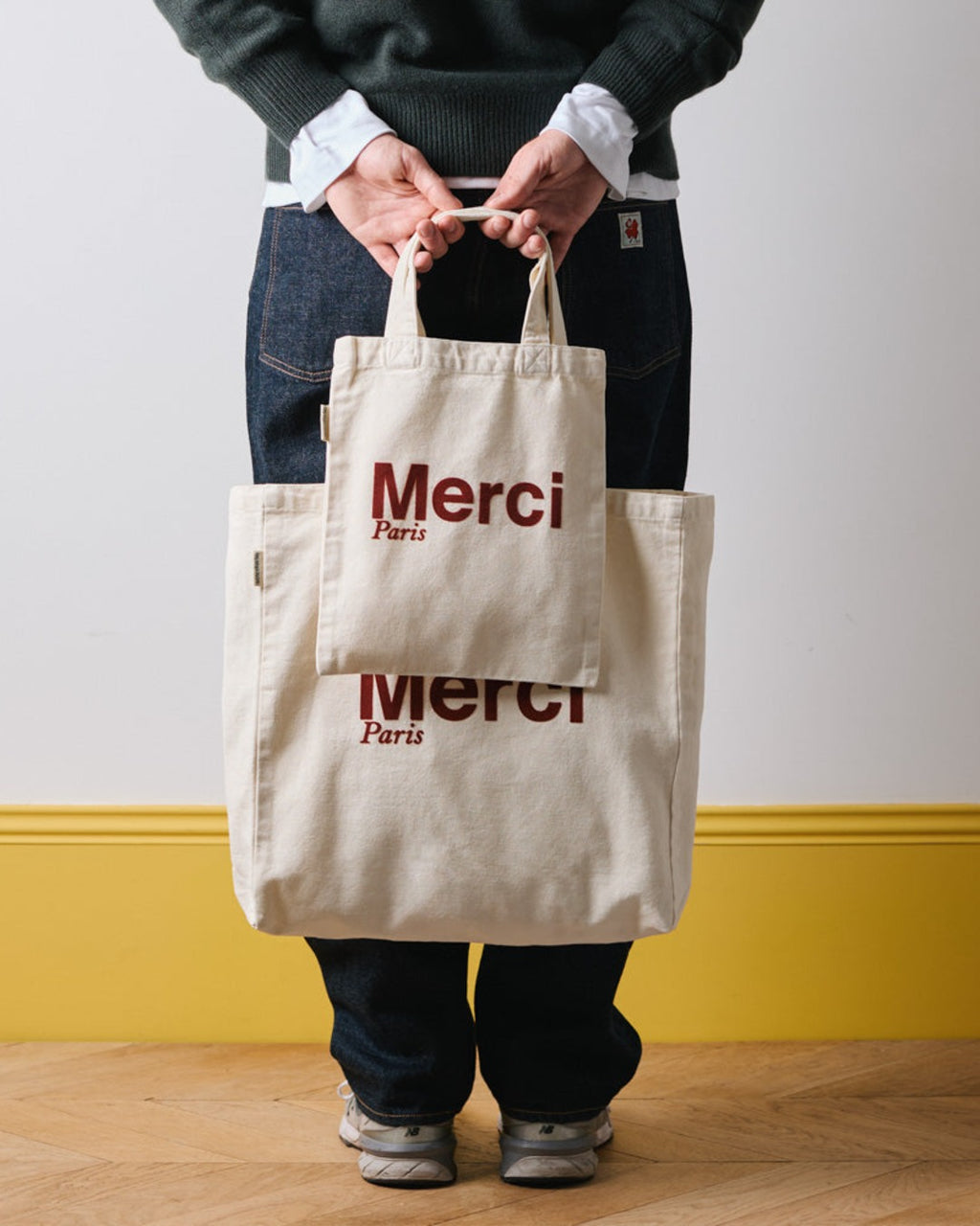 Merci - Cotton Tote Bag - Cream & Wine