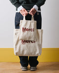 Merci - Cotton Tote Bag - Cream & Wine