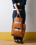 Merci - Tote Bag En Coton - Orange, Vert & Crème