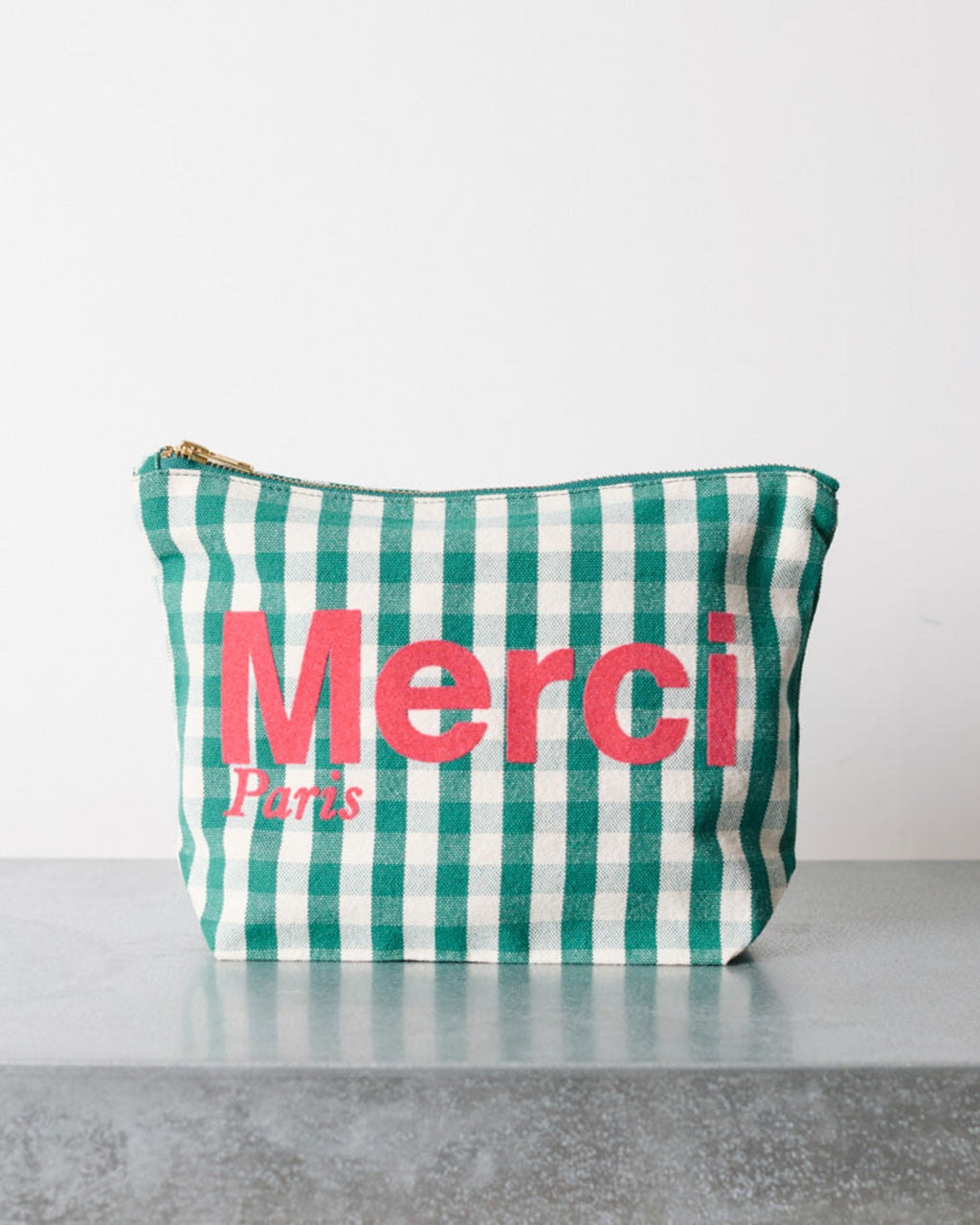 Merci - Cotton pouch - Green, Cream & Pink