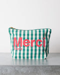Merci - Cotton pouch - Green, Cream & Pink
