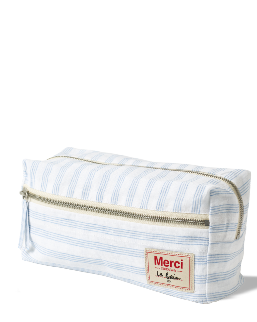 Merci - Trousse De Toilette - Rayures Pinceau Bleu Primaire
