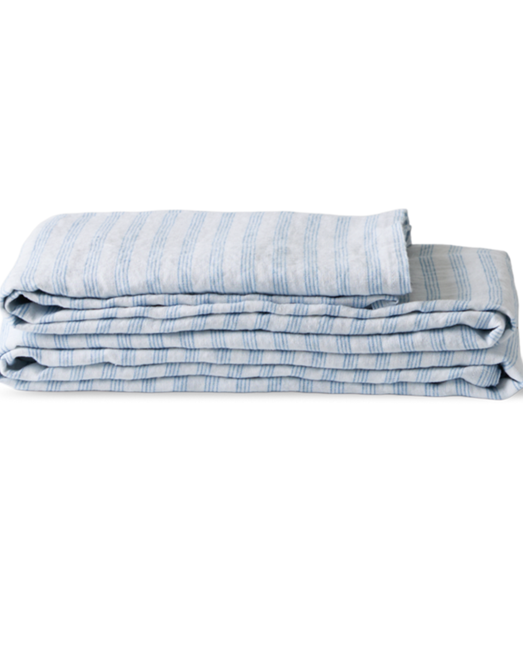 Merci - Washed linen tablecloth - Primary Blue Paintbrush Stripes