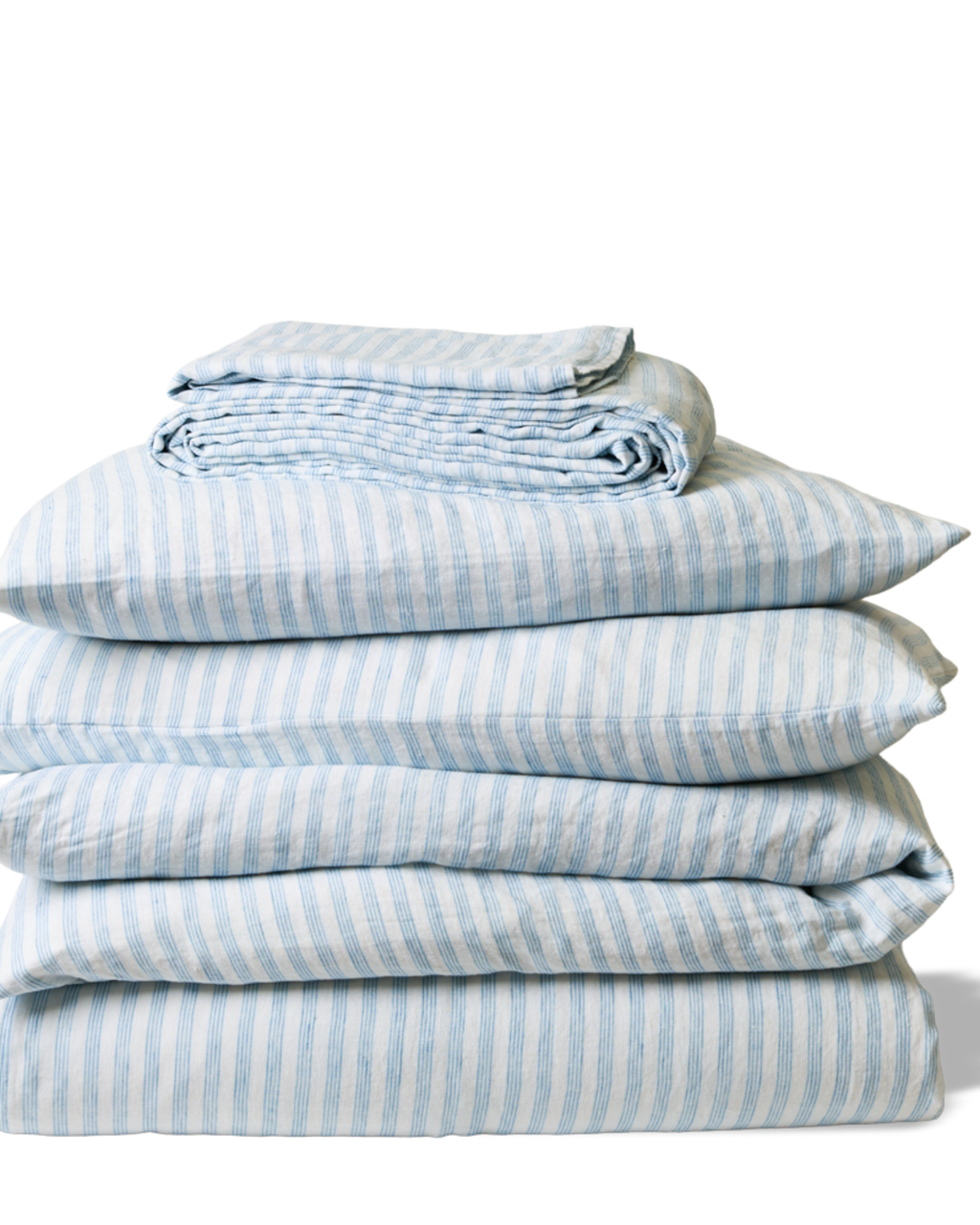 Merci - Washed linen duvet cover - Primary Blue Paintbrush Stripes