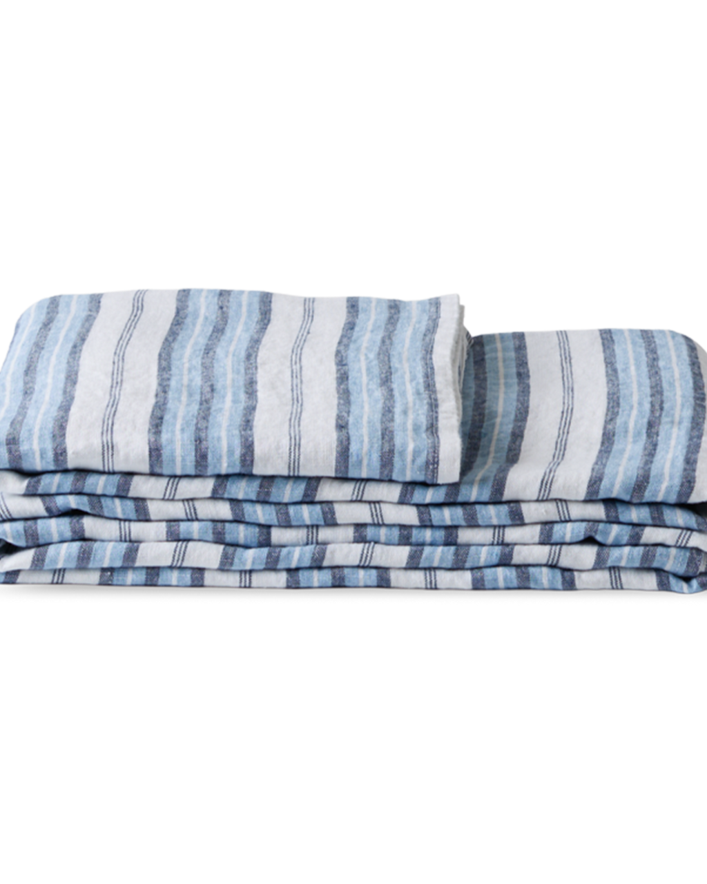 Merci - Nappe En Lin Lavé - Rayures Palette Bleu Primaire