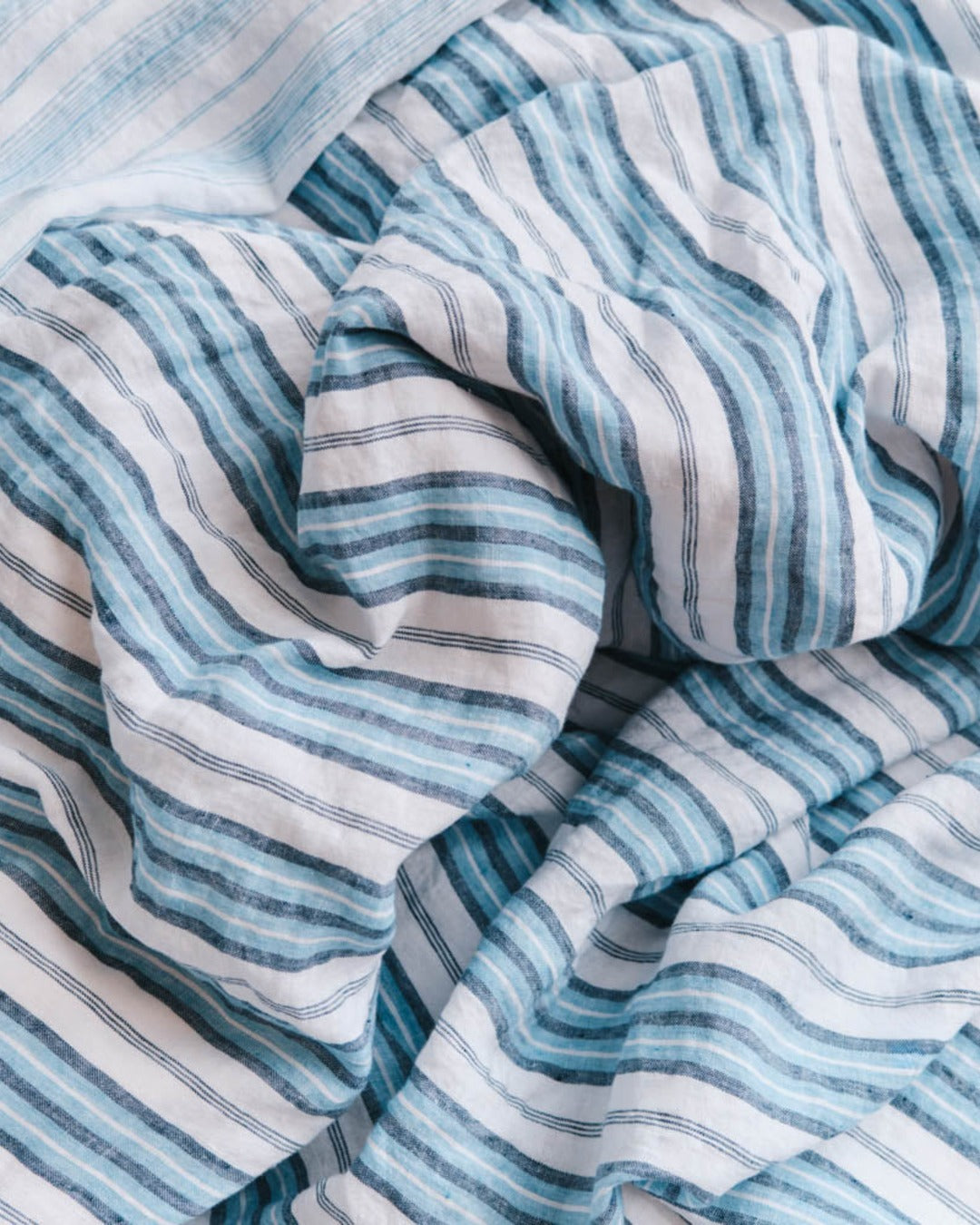 Merci - Washed linen duvet cover - Primary Blue Palette Stripes