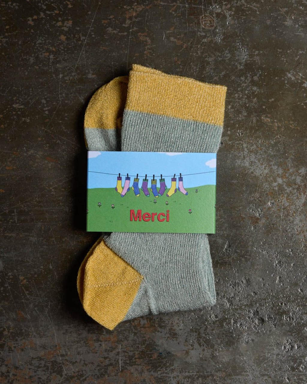 Merci - Chaussettes Lulu - Ciel & Jaune