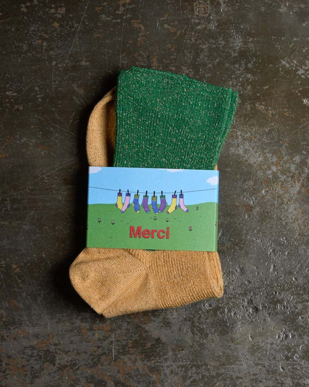Merci - Chaussettes Ludo - Vert & Or