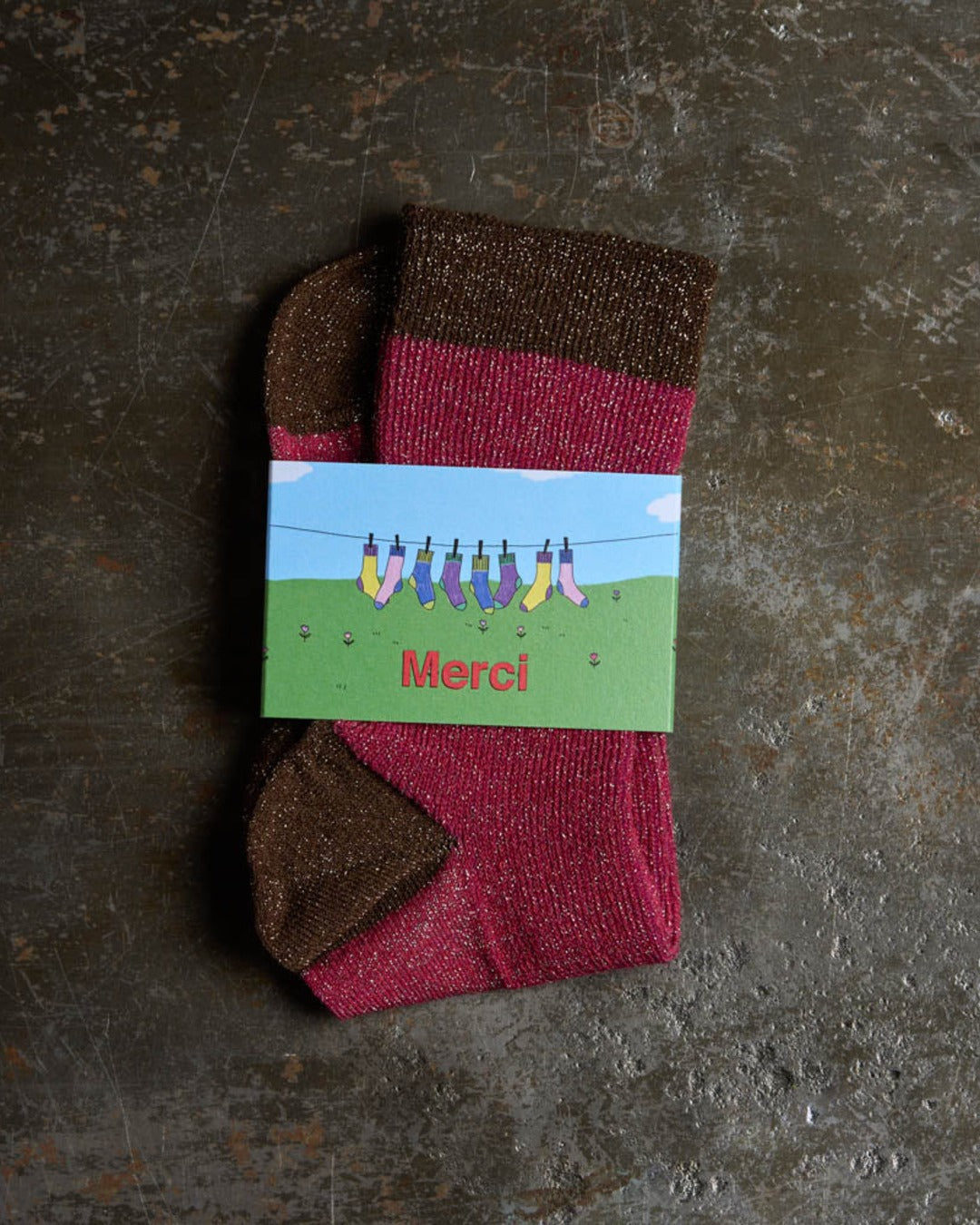 Merci - Lulu Socks - Pink and Brown