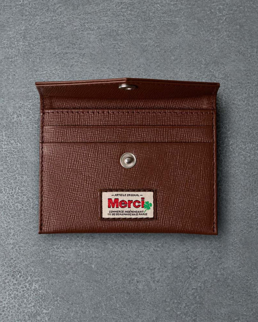 Merci - Porte Carte À Rabat - Camel