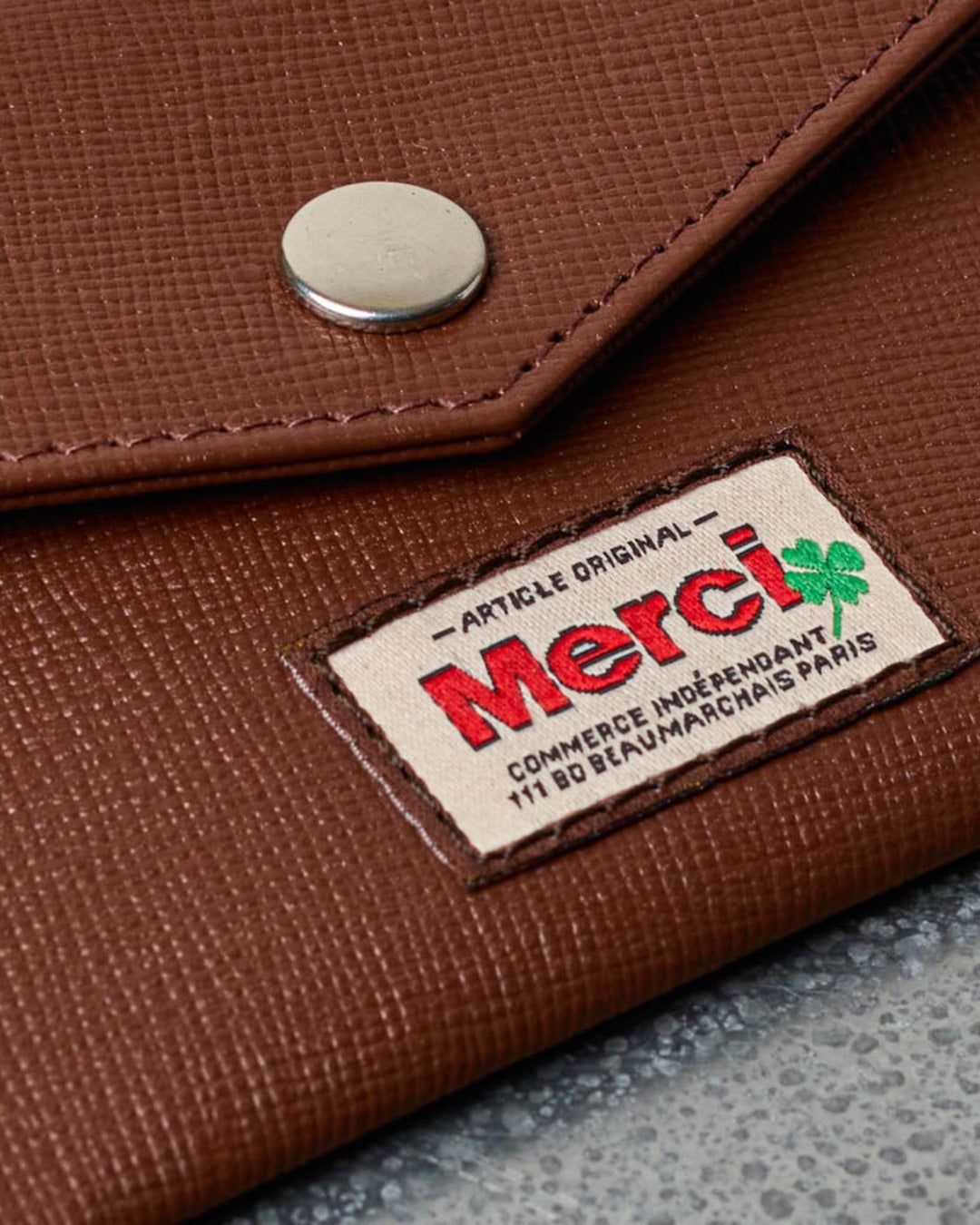 Merci - Porte Carte À Rabat - Camel