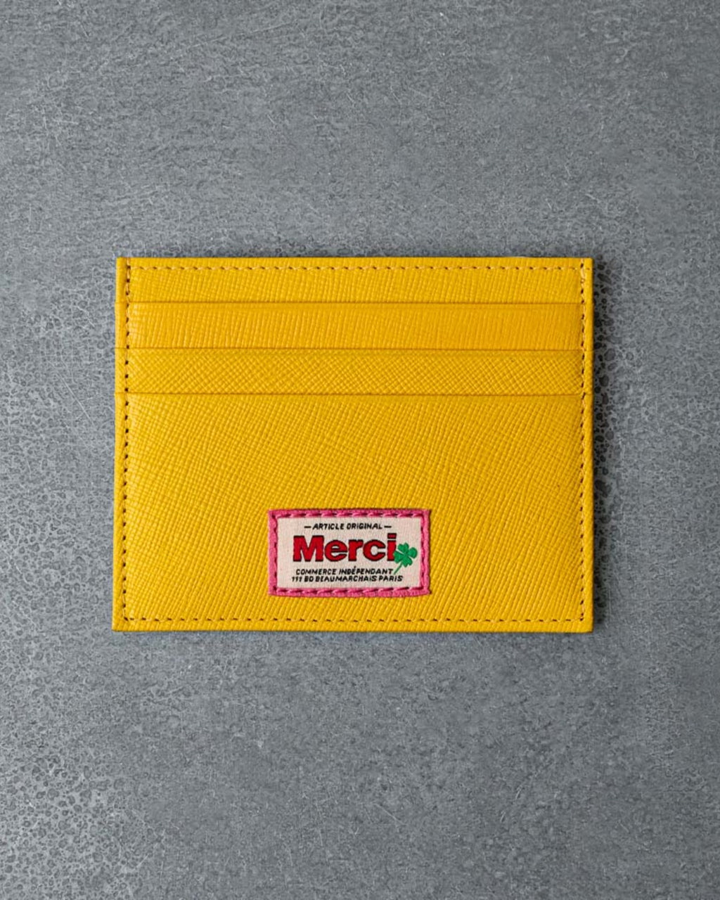 Merci - Porte Carte Plat - Jaune