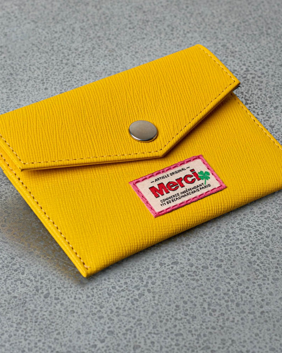 Merci - Card Holder with Flap - Yellow