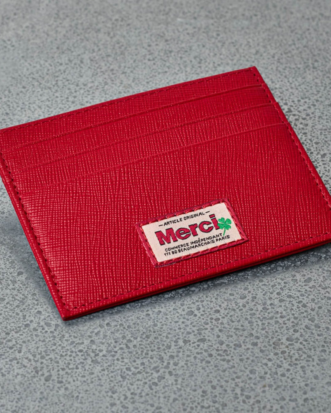 Merci - Porte Carte Plat - Rouge