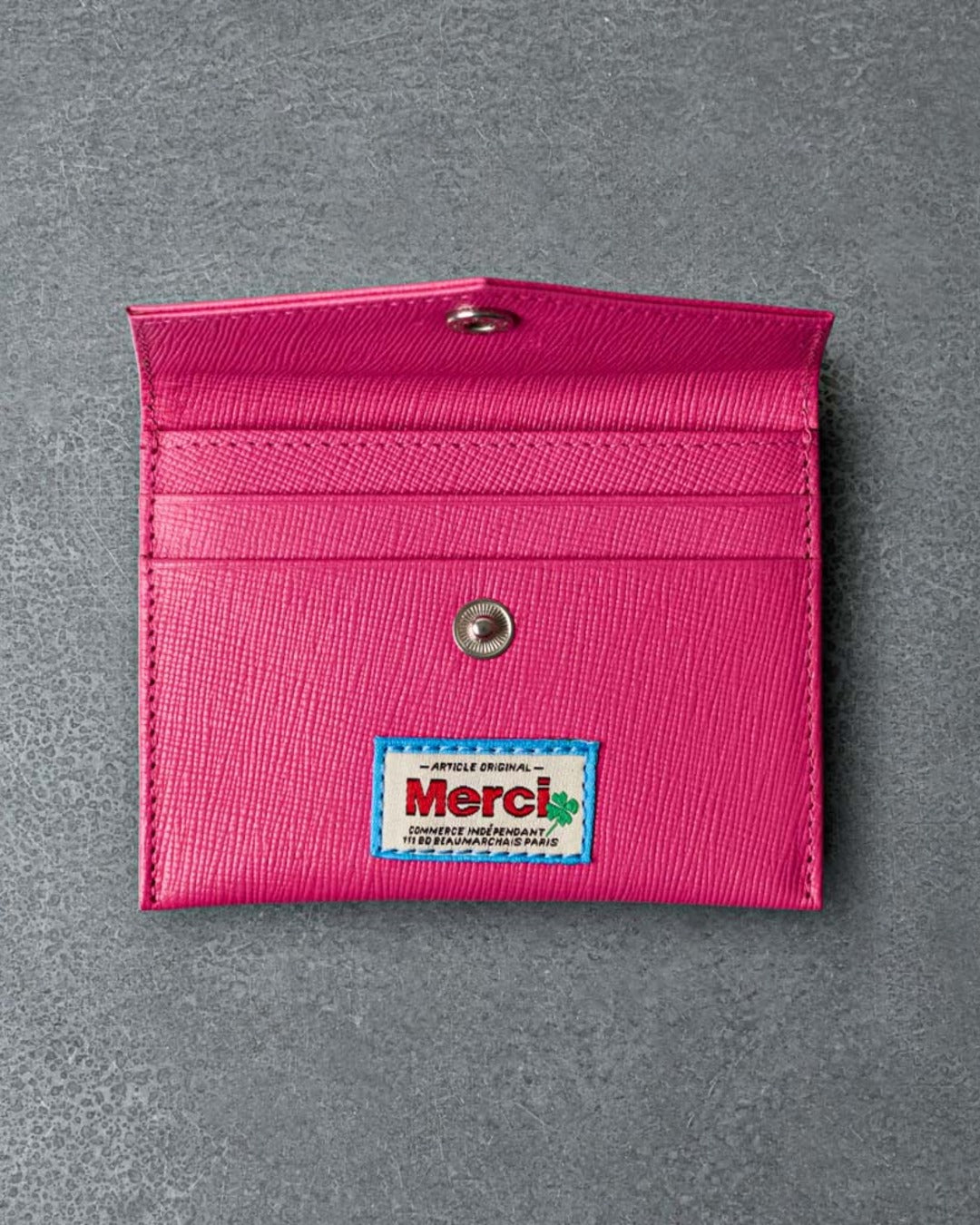 Merci - Porte Carte À Rabat - Rose