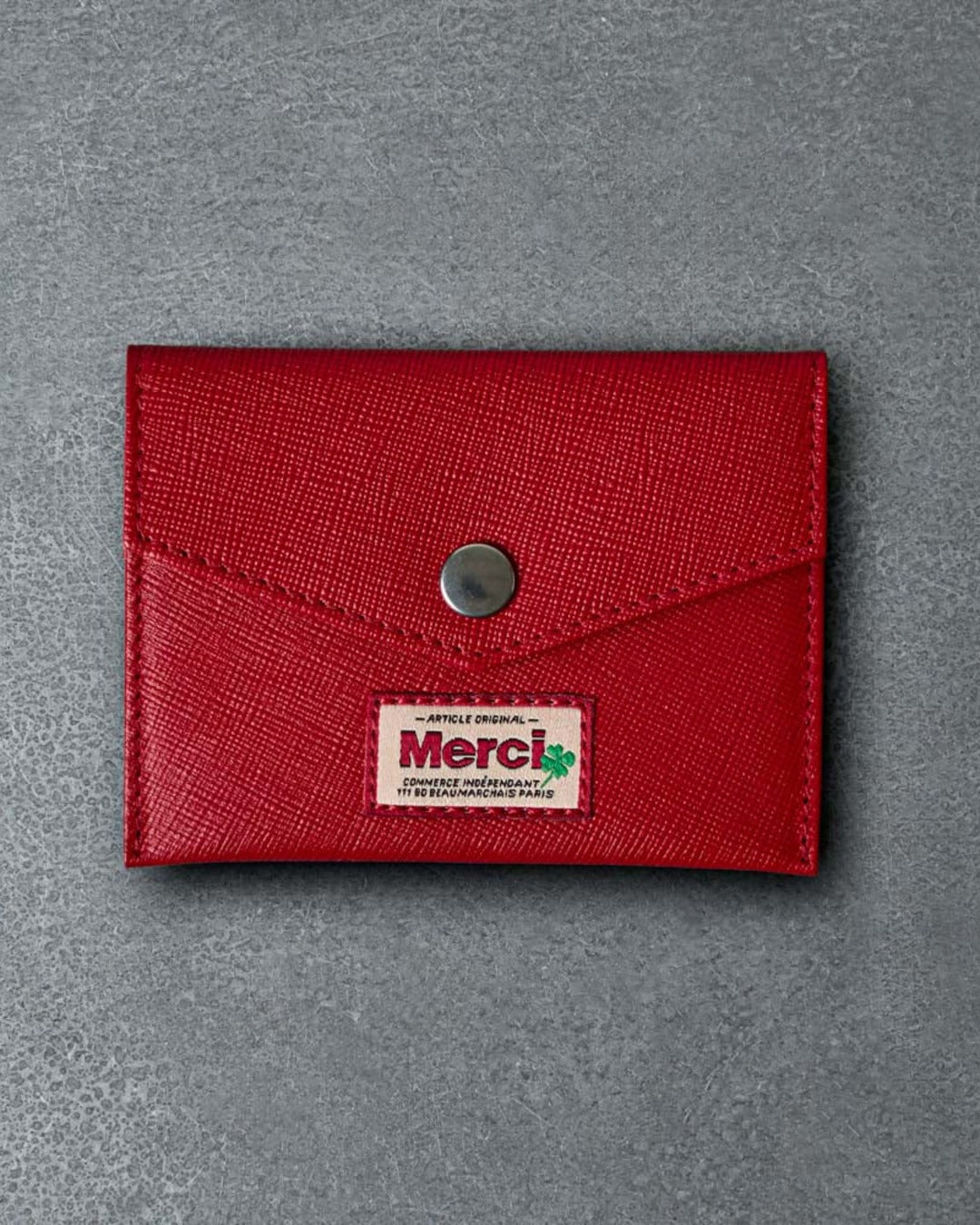 Merci - Card Holder with Flap - Red