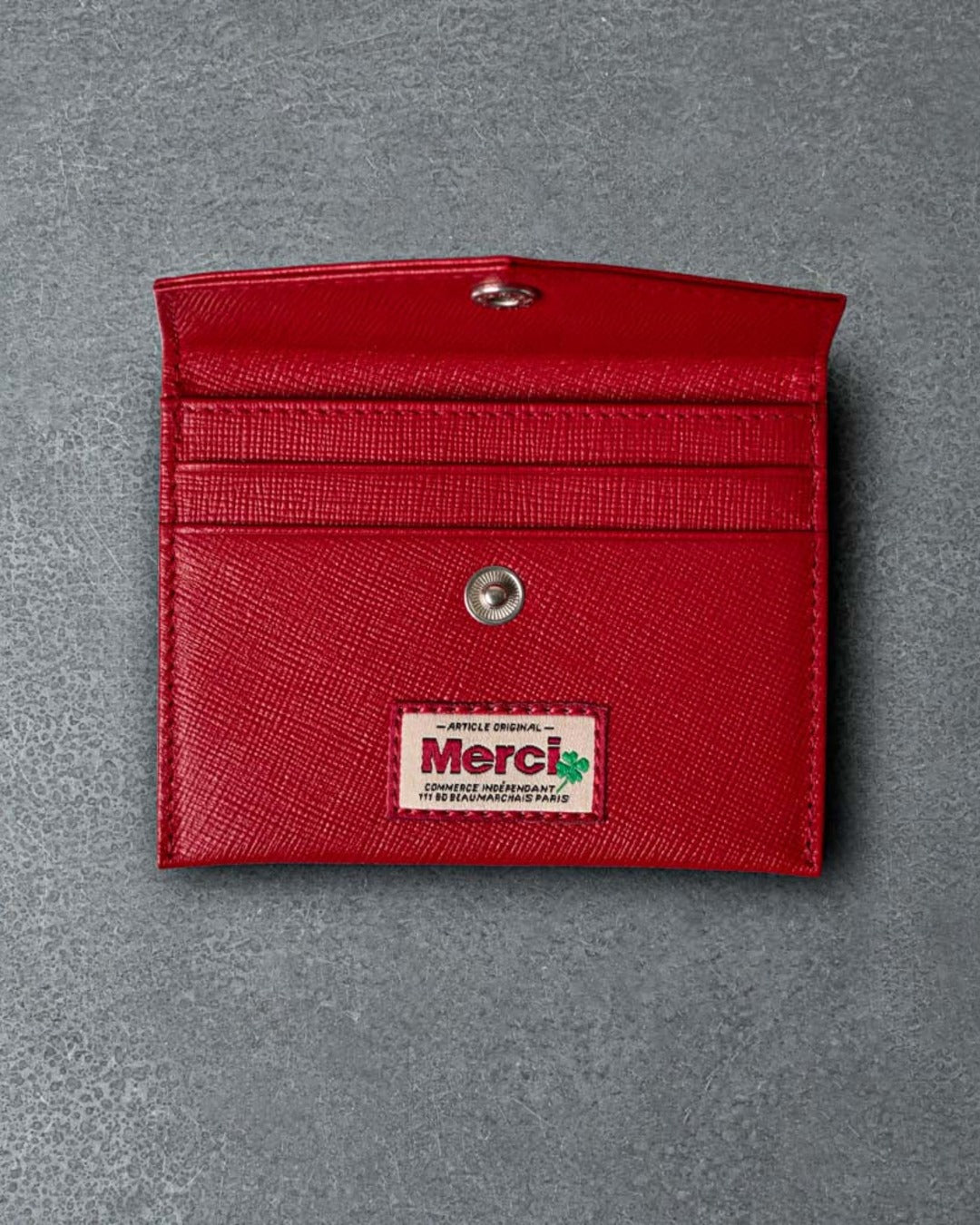Merci - Porte Carte À Rabat - Rouge