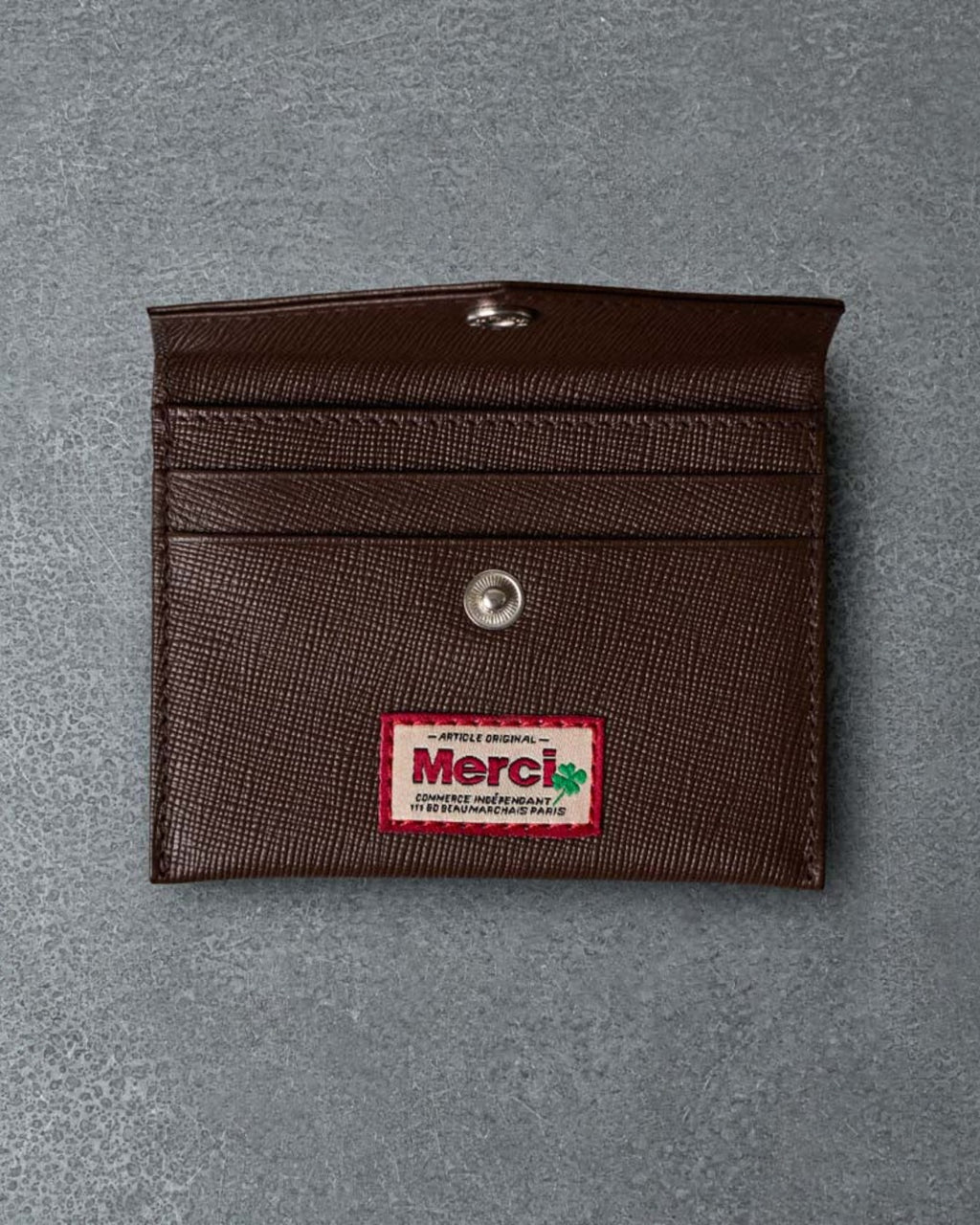 Merci - Card Holder with Flap - Chocolate