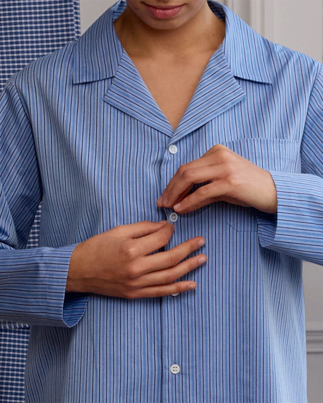 Merci - Pyjama En Coton - Rayures Triples Bleu