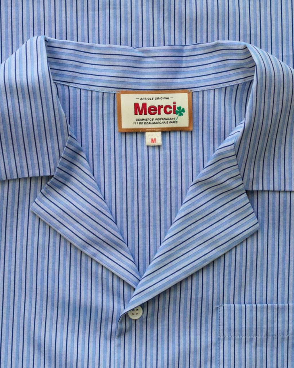 Merci - Pyjama En Coton - Rayures Triples Bleu