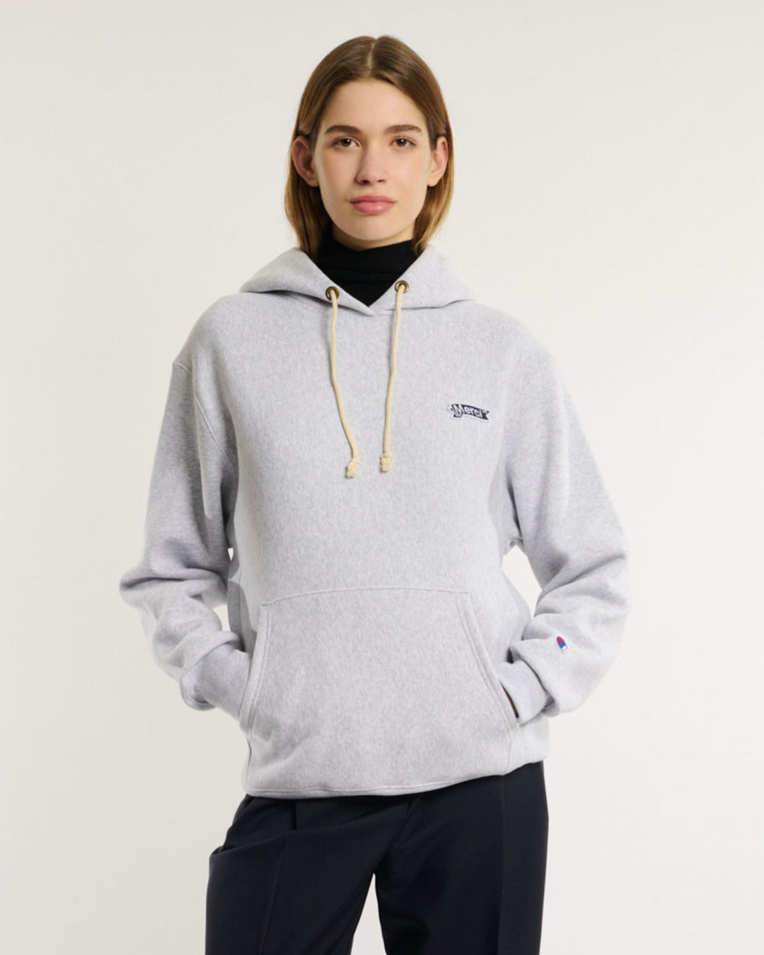 Merci x Champion - Sweat À Capuche Merci Patch- Gris