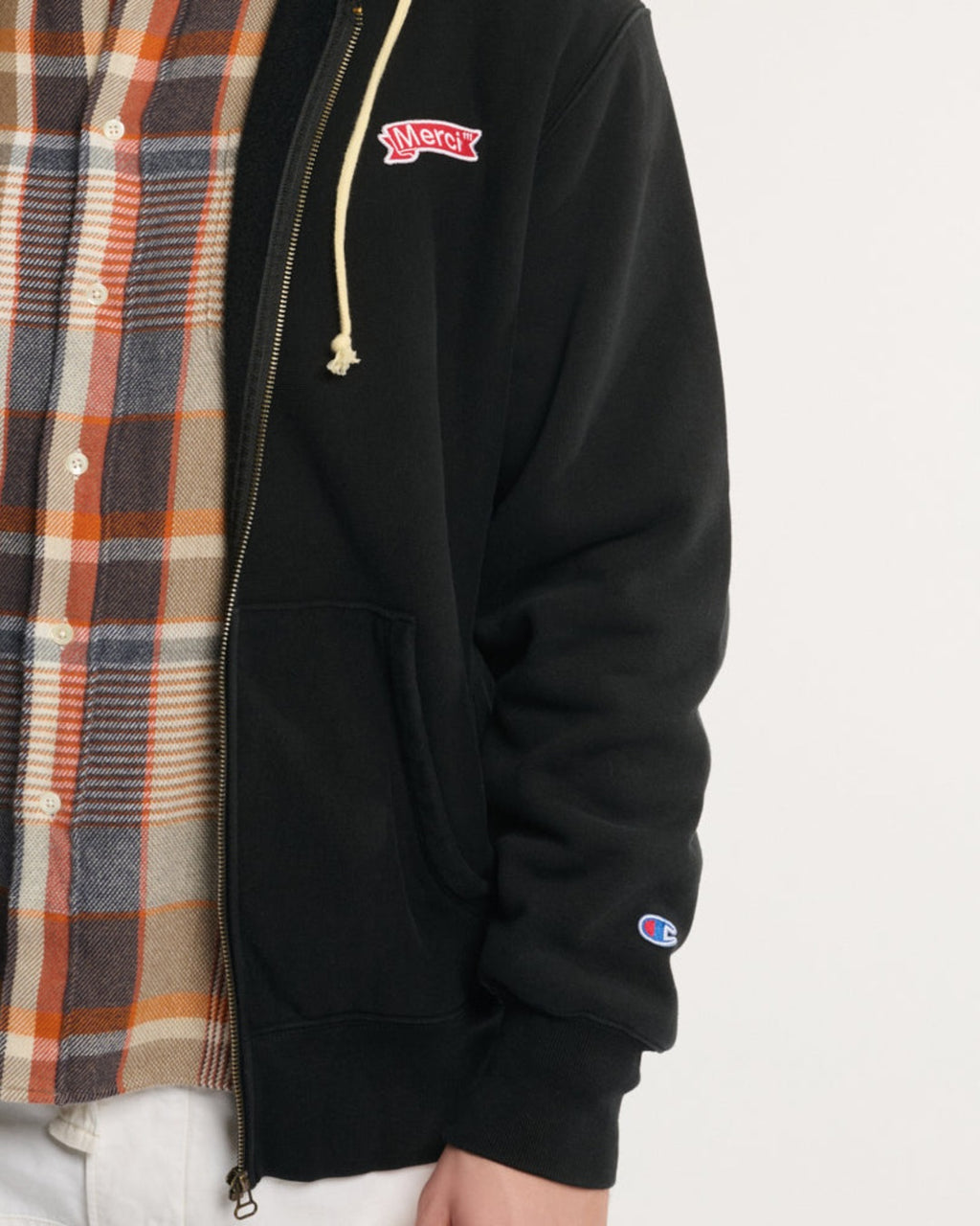 Merci x Champion - Sweat Full Zip Patch - Noir