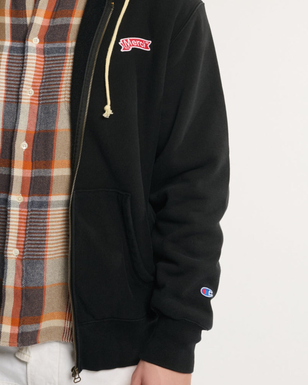 Merci x Champion - Sweat Full Zip Patch - Noir
