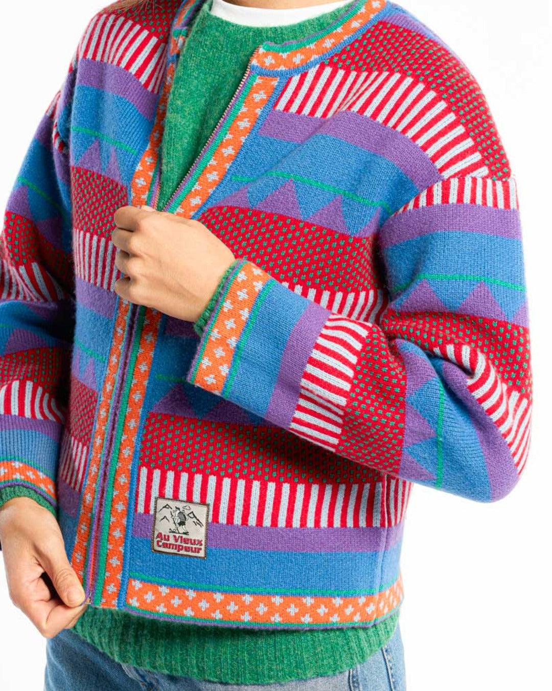 Au Vieux Campeur - Congés Payés - Cardigan Nicole - Bleu & Rouge