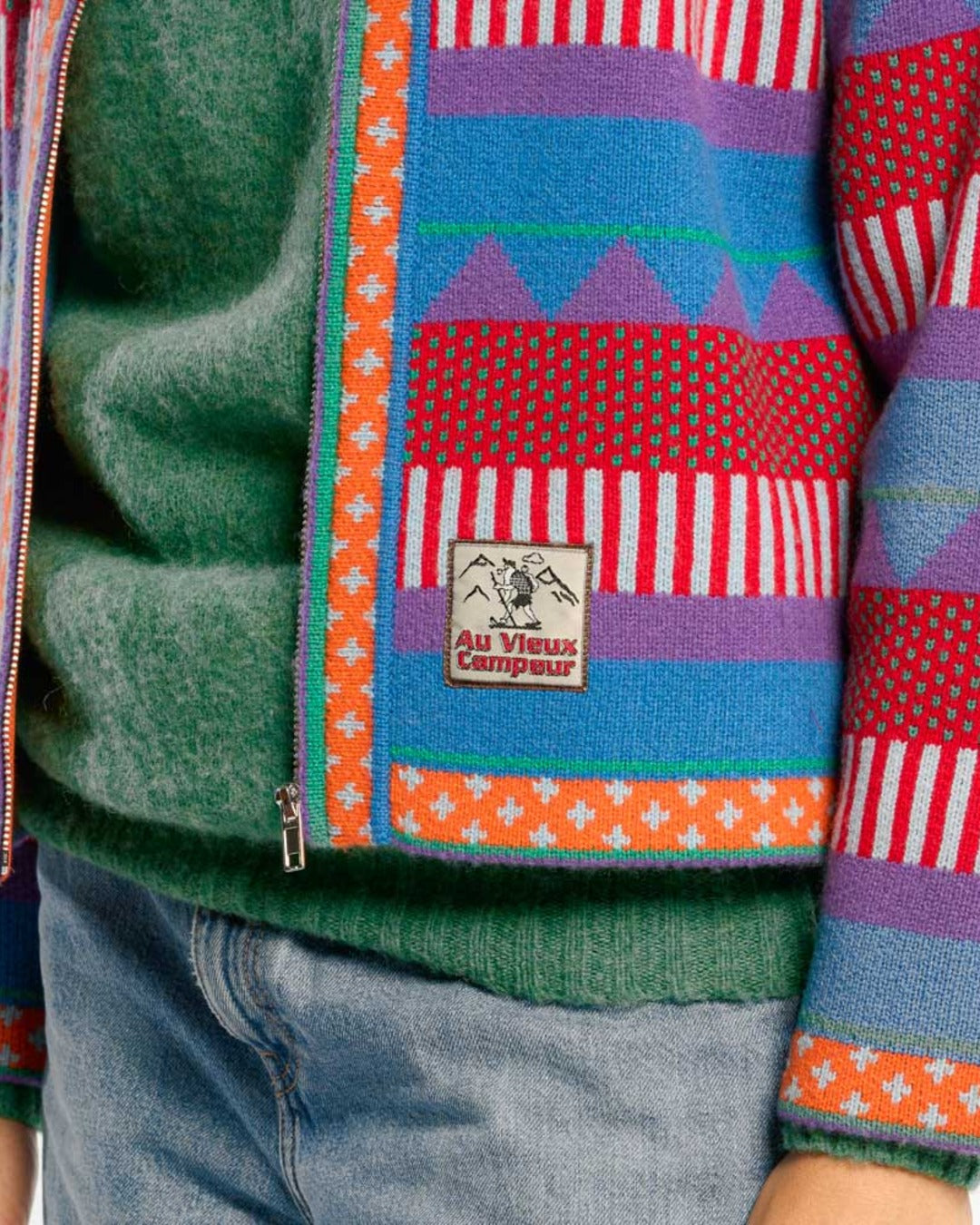 Au Vieux Campeur - Congés Payés - Cardigan Nicole - Bleu & Rouge